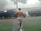 Dancing dude gets nearly struck by lightning.