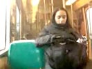 Public wanker cums in girl's hair in a subway train.
