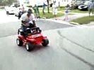 Toy car vs pocketbike results in beautiful collision.