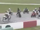 Dumbass biker messes up bigtime during race. He was very lucky though!
