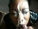 Black girl recieves a monstrous facial from an endless source of cum